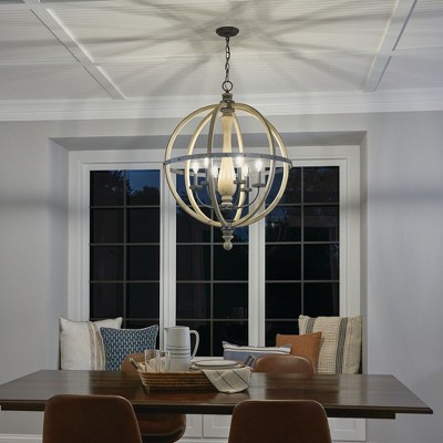 Rustic Country Grey Steel Cage Chandelier with 6 Candle-like Bulbs