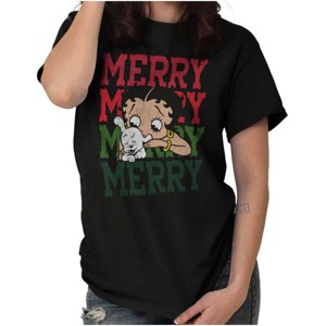 Merry Christmas Betty Boop Xmas Womens Graphic T Shirt Tees Brisco Brands - 1 of 4