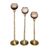 Glass & Metal Pillar Candle Holder - Elegant Gold Aluminum Taper Stand - Glam Design for Home, Office, Bedroom, Living Room - 4 of 4