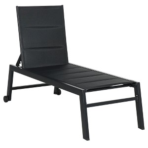 Resenkos Outdoor Chaise Lounge With Wheels, Five Position Recliner For Sunbathing, Suntanning, Steel Frame, Breathable Fabric, - 1 of 4