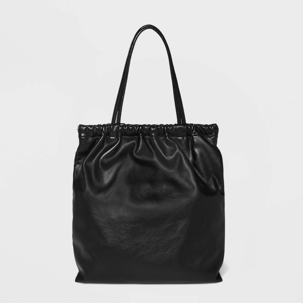 Ruched Tote Handbag - A New Day Black