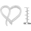 Haus of Brilliance Silver 1/4 cttw Round Cut Diamond Ribbon and Heart Accent Pendant Necklace - 3 of 4