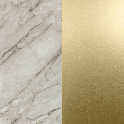 Glam Marble-Top Gold Metal Bar Cart with Wine Glass Storage