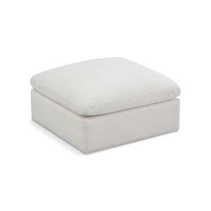 Meridian Furniture,Plush Cream Velvet Standard Comfort Modular Ottoman - 1 of 4