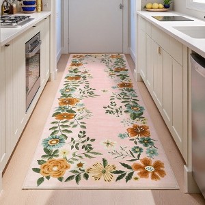 Washable Floral Area Rug Living Room Rug, Foldable Soft Indoor Carpet for Bedroom, Office & Dinning Room - 1 of 4