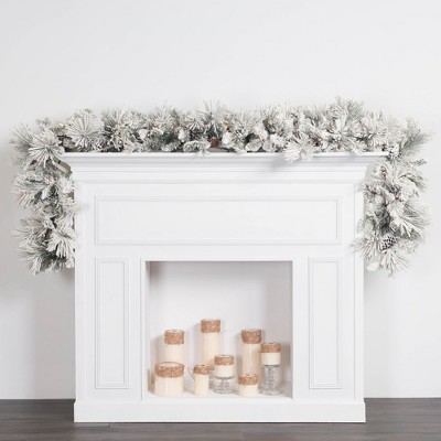 Flocked Pine Cone Pre-Lit Outdoor Garland - 23"x18"x13"