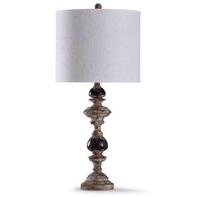 Bishop Spindle Table Lamp with Drum Shade Natural - StyleCraft: Polyresin Base, 3-Way Switch, UL Listed