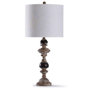 Bishop Spindle Table Lamp with Drum Shade Natural - StyleCraft: Polyresin Base, 3-Way Switch, UL Listed - 1 of 3