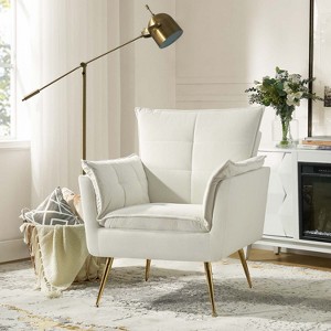 Jonat Contemporary Velvet Wooden Upholstered Armchair with Metal Legs for Bedroom and Living Room| ART OF LIVING DESIGNS - 1 of 4