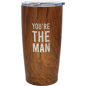 Pavilion Gift Company - The Man - 20 oz Wood Finish Stainless Steel Travel Tumbler - Portable Drinkware - 1 of 4