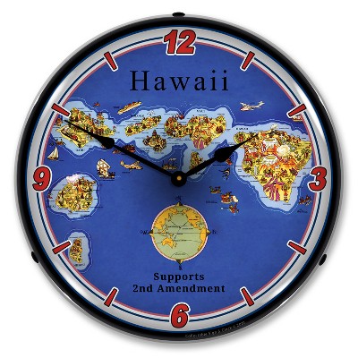 Collectable Sign & Clock | Hawaii Supports the 2nd Amendment LED Wall Clock Retro/Vintage, Lighted