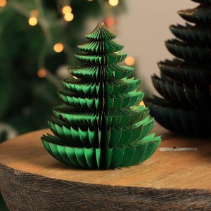 SEVOBAL Tree Ornaments Handmade Vividly Green Paper Tree, Sustainable Festive Decor for Christmas and Holiday Displays, Green, 6.8"*6.8"*8" - 1 of 4