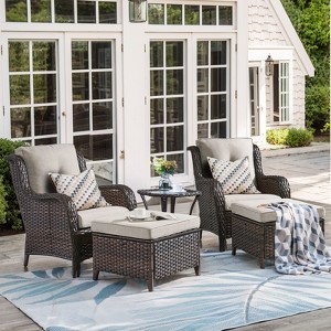 Gymojoy Outdoor Patio Chair Table with Ottoman High Back Club Chair - 1 of 4