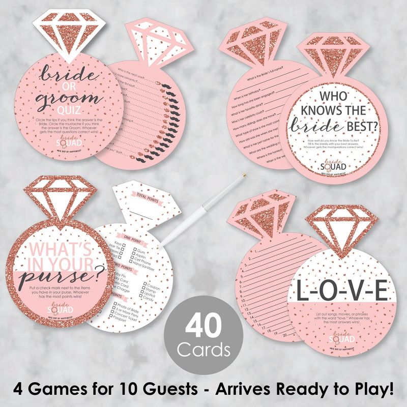 Big Dot of Happiness Bride Squad - 4 Rose Gold Bridal Shower or Bachelorette Party Games - 10 Cards Each - Gamerific Bundle, 2 of 11
