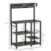LIVAREEmlen Baker's Rack with Power Outlet & LED Lights, for Kitchens with Storage, Industrial Microwave Stand with Glass Holders, Metal Basket, Gray - 3 of 4
