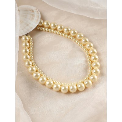 SOHI Women's Ivory White The Jackie Multi-Layer Necklace