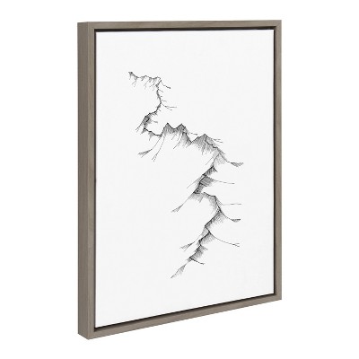 Sylvie Mountains Black and White Canvas Wall Art
