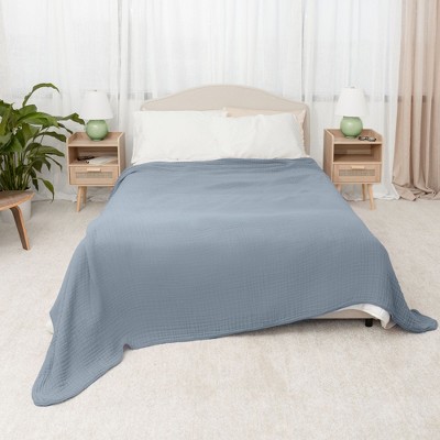 Pacific Blue Queen Muslin Cotton Throw Blanket