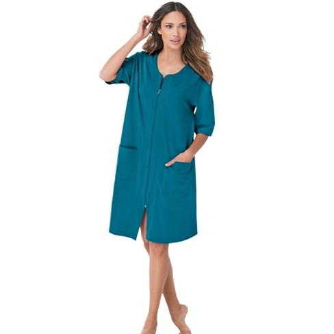 Dreams & Co. Women's Plus Size Short French Terry Zip-front Robe - 4x ...