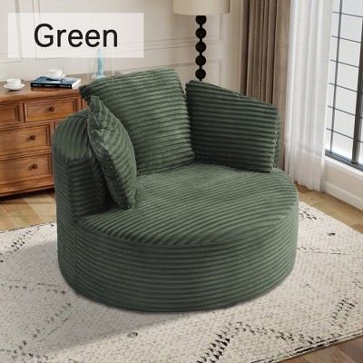 Hrinhom 48.8"W Compressible Round Chair, with Pillows, Corduroy