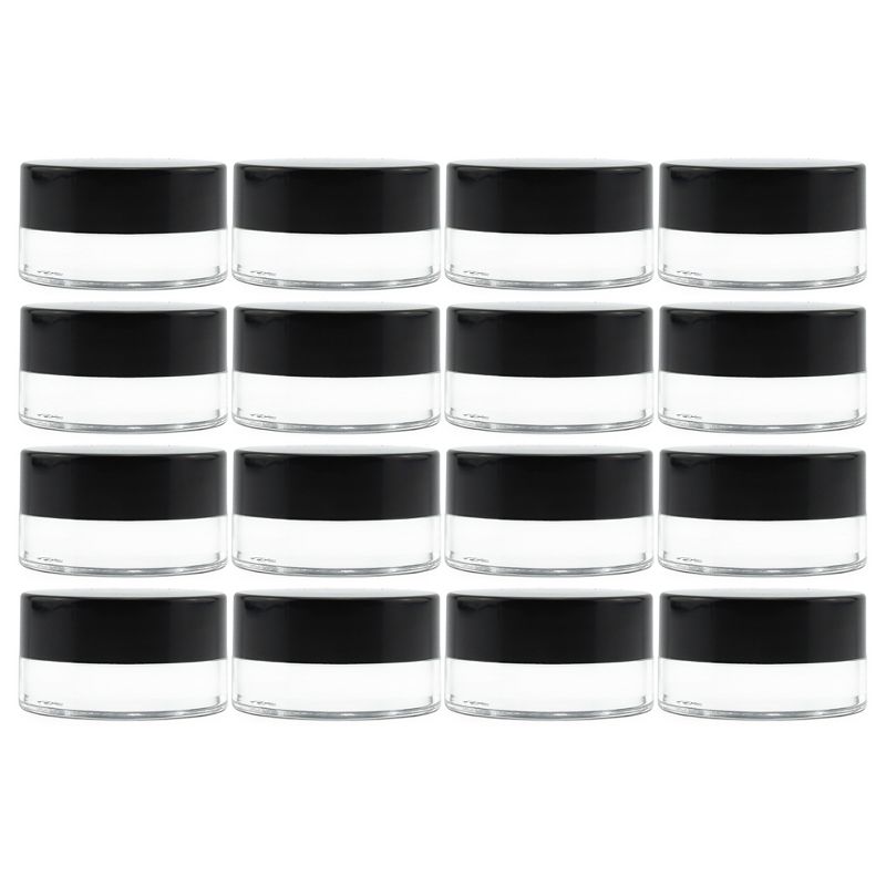Cornucopia Brands 7-Milliliter Clear Glass Balm Jars 12pk; 1/4 oz Cosmetic Jars w/ Lined Black Plastic Lids, 1 of 7