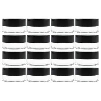 Cornucopia Brands 7-Milliliter Clear Glass Balm Jars 12pk; 1/4 oz Cosmetic Jars w/ Lined Black Plastic Lids