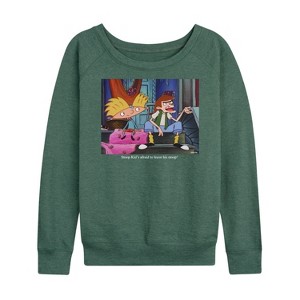 Women's - Hey Arnold! - Stoop Kid Lightweight French Terry Wide Neck Long Sleeve Graphic Shirt - 1 of 4
