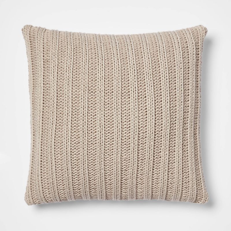 Oversized Chunky Rib Knit with Linen Reverse Throw Pillow - Threshold™, 1 of 8