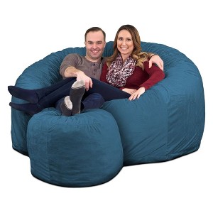 Ultimate Sack 6ft Bean Bag Chair and Footstool, Oversized Comfortable Indoor Floor Lounger, Giant Foam-Filled Furniture for Relaxing, Cloud Suede - 1 of 4