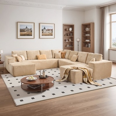 XIZZI Modular Sectional Sofa Couch, L/U-Shape Upholstered Couch, Modern Minimalist Couches for Living Room, Free Combination Deep Seat Corner Couch