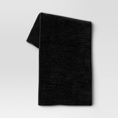 Shiny Chenille Throw Blanket Black - Threshold™