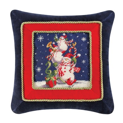 C&F Home Three Snowmen Needlepoint Pillow