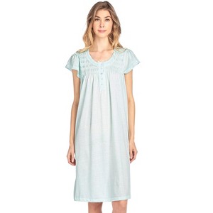 Casual Nights Women's Short Sleeve Floral And Lace Nightgown - 1 of 4