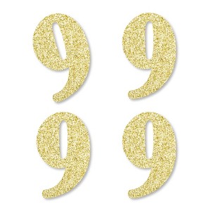 Big Dot of Happiness Gold Glitter 9 - No-Mess Real Gold Glitter Cut-Out Numbers - 9th Birthday Party Confetti - Set of 24 - 1 of 4
