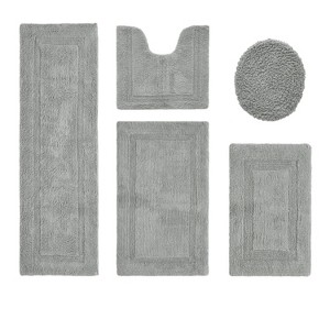 Lux Premium 100% Cotton Tufted Solid Reversible 5 PC Bath Rug Set – Ultra-Soft, Water-Absorbent, Durable, Machine Washable Bathroom Rug - 1 of 4