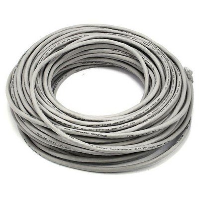 Monoprice Cat6 Ethernet Patch Cable - 100 Feet - Gray | Network Internet Cord - RJ45, Stranded, 550Mhz, UTP, Pure Bare Copper Wire, 24AWG