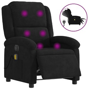 vidaXL Electric Massage Recliner Chair - Wingback Black Velvet Armchair with Vibration Function & Motorized Recline for Living Room/Bedroom - 1 of 4