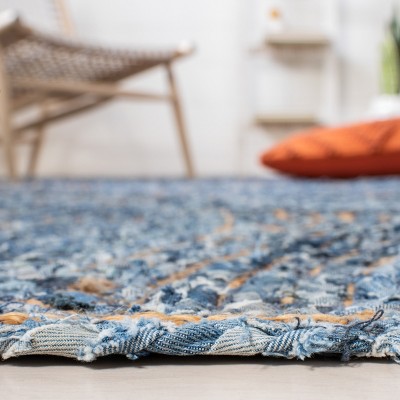 Handmade Blue and Natural Jute 4' x 6' Area Rug