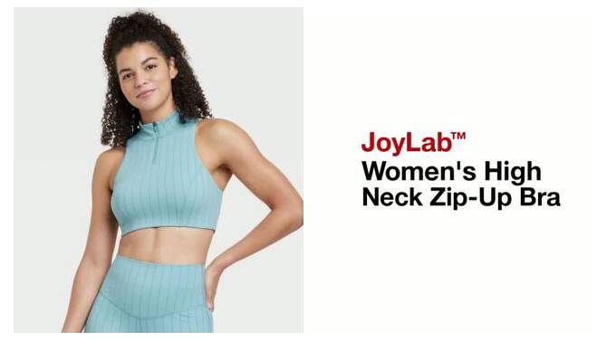 Women's High Neck Zip-Up Bra - JoyLab™, 2 of 9, play video