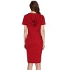Women's Short Sleeve Hooded Sweatshirt Dress, Pullover Casual Hoodie Midi Dress - 3 of 4