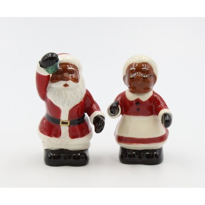 Hand-Painted Ceramic Santa Couple Salt and Pepper Shakers