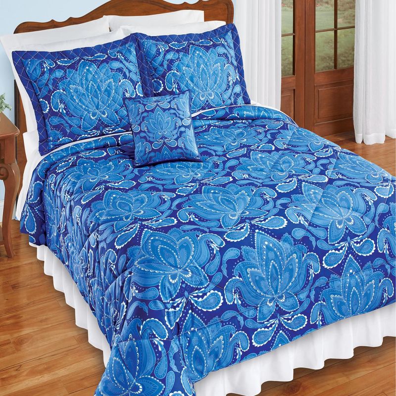 Collections Etc 3-Piece Blue Paisley Comforter Set with Accent Pillow, 2 of 5