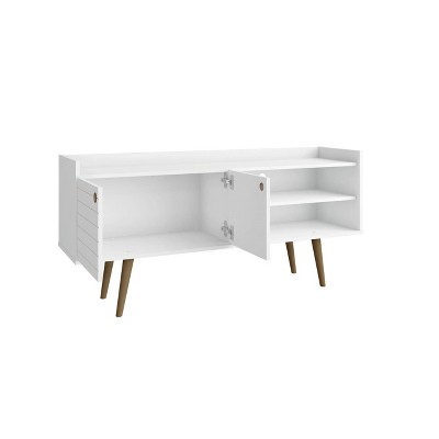 Bogart 53.54" White Mid-Century Modern TV Stand with Cabinet
