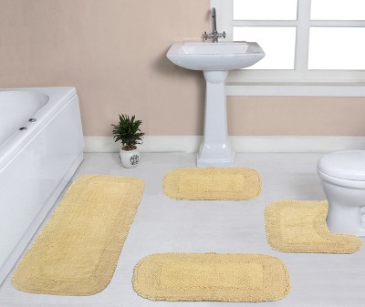 Radiant Collection Cotton Ruffle Pattern Tufted Set of 4 Bath Rug Set - Home Weavers