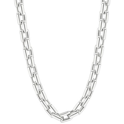 Pompeii3 Men's Polished Steel Single Tone Clasp 9.5mm Flexible Link  24" Chain