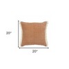 20" Orange And Tan Cotton Color Block Throw Pillow with Fringe - 3 of 4