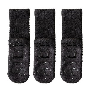Anna-Kaci 3 Pairs Women's Plush Non-Slip Crew Socks with Thick Fleece Lining and Cozy Warm Fit - 1 of 4