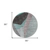 Teal Blue Aqua And Charcoal Abstract Washable Indoor Outdoor Area Rug - 3 of 4