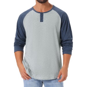 INSPIRE CHIC Men's Raglan Long Sleeve Tee Shirt Casual Henley T-Shirts - 1 of 4