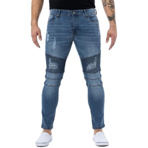 RAW X Men's Stretch Moto Denim Jeans(plus size pants in available) - 1 of 4